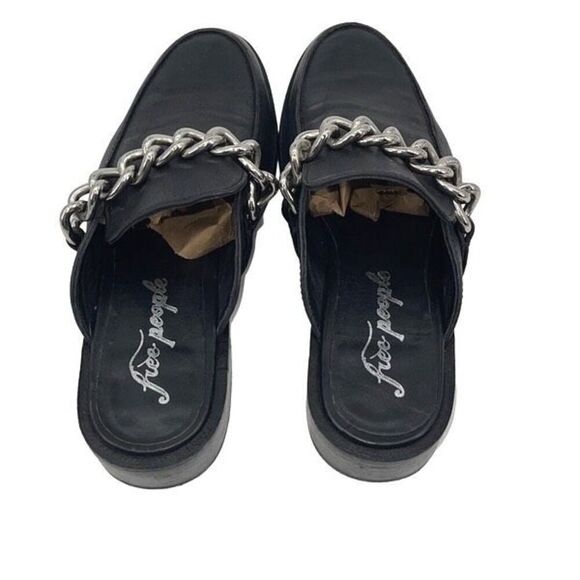 Free People Womens Leather Chain‎ Slip-On Vida Mule Loafers Black Size 37.5 - Picture 6 of 11